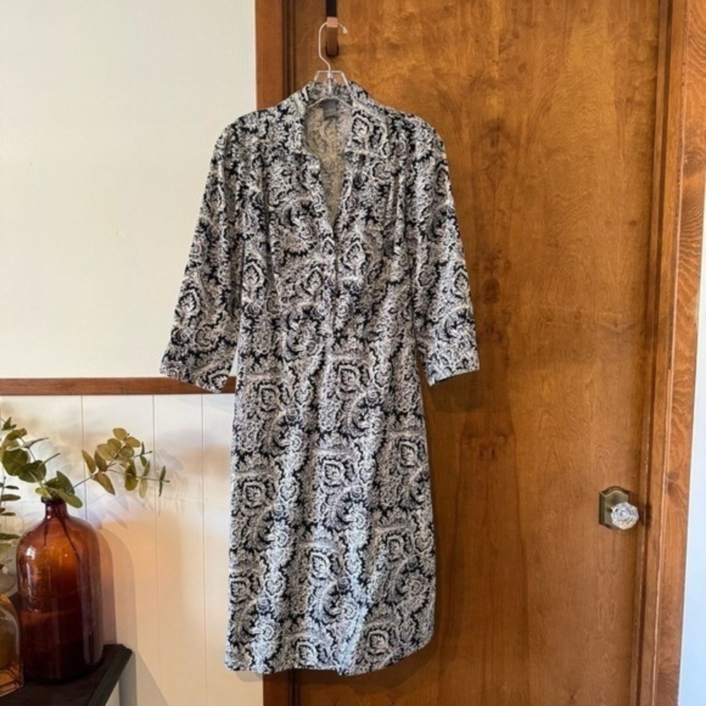 Ann Taylor Outlet Blue & White Paisley Collared Midi Dress Women's 8